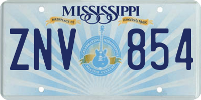 MS license plate ZNV854