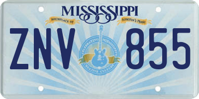 MS license plate ZNV855