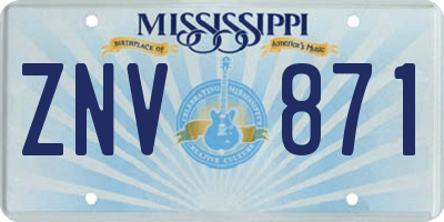 MS license plate ZNV871