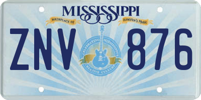 MS license plate ZNV876