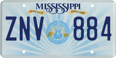 MS license plate ZNV884