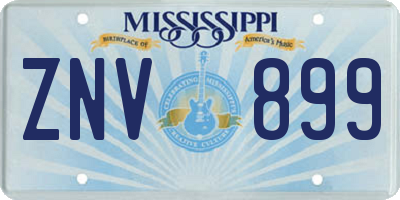 MS license plate ZNV899