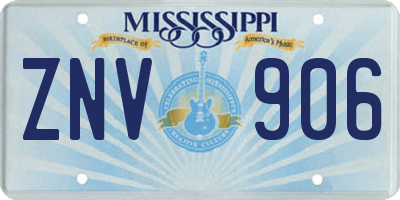 MS license plate ZNV906