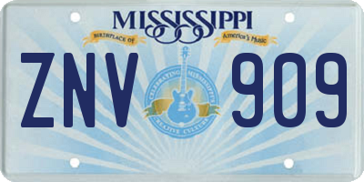 MS license plate ZNV909