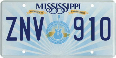 MS license plate ZNV910