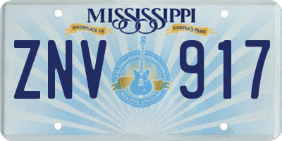 MS license plate ZNV917