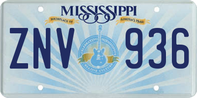 MS license plate ZNV936