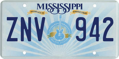 MS license plate ZNV942