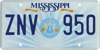 MS license plate ZNV950