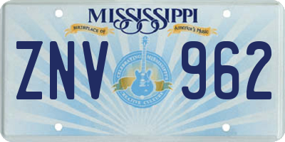 MS license plate ZNV962