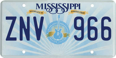 MS license plate ZNV966