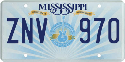 MS license plate ZNV970