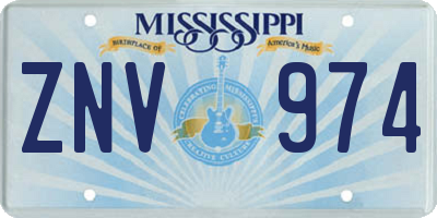 MS license plate ZNV974