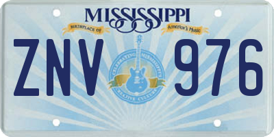 MS license plate ZNV976