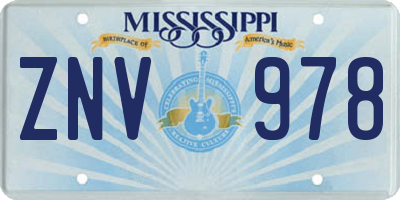 MS license plate ZNV978