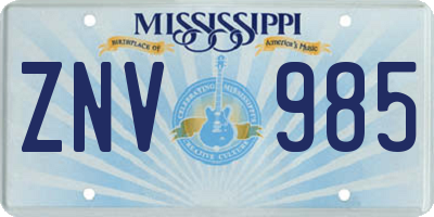 MS license plate ZNV985