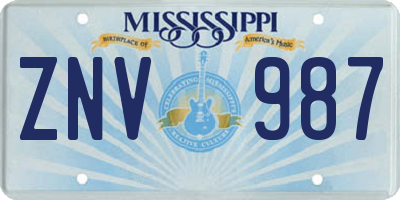 MS license plate ZNV987