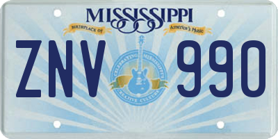 MS license plate ZNV990