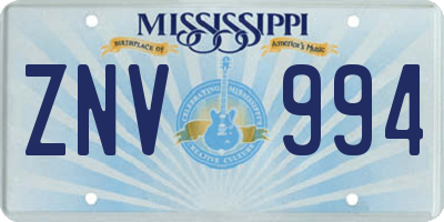 MS license plate ZNV994