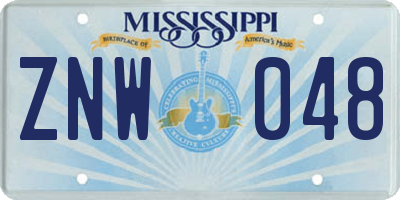 MS license plate ZNW048