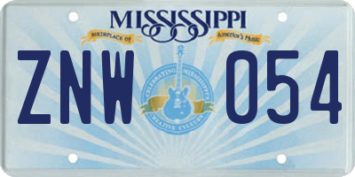 MS license plate ZNW054