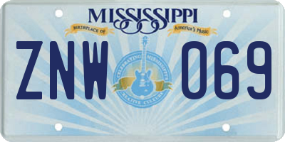 MS license plate ZNW069