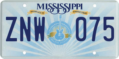 MS license plate ZNW075