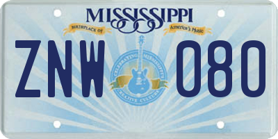 MS license plate ZNW080