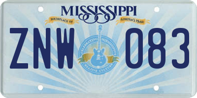 MS license plate ZNW083