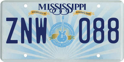 MS license plate ZNW088
