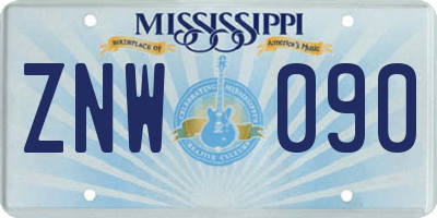 MS license plate ZNW090