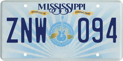 MS license plate ZNW094