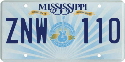 MS license plate ZNW110