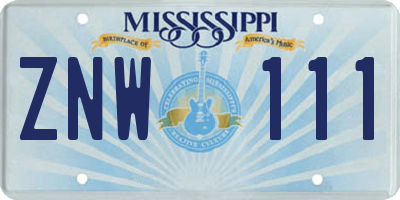 MS license plate ZNW111
