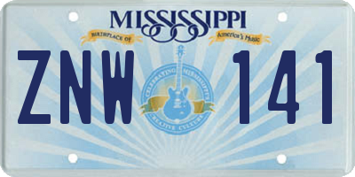 MS license plate ZNW141