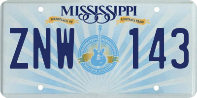 MS license plate ZNW143