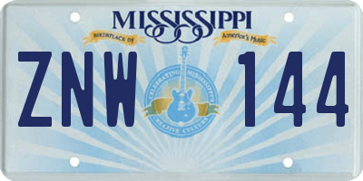 MS license plate ZNW144