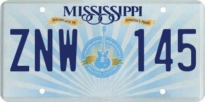 MS license plate ZNW145