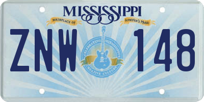 MS license plate ZNW148
