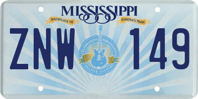 MS license plate ZNW149