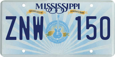 MS license plate ZNW150