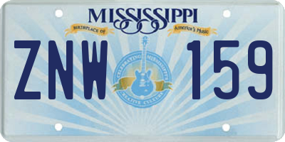 MS license plate ZNW159