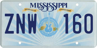 MS license plate ZNW160