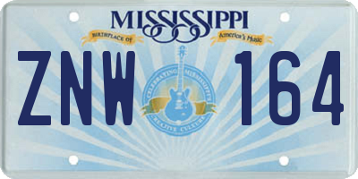 MS license plate ZNW164