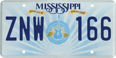 MS license plate ZNW166