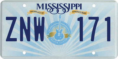MS license plate ZNW171