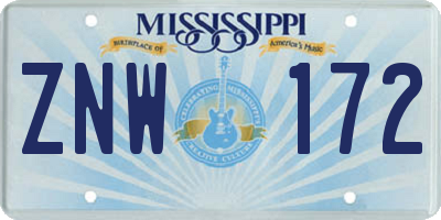 MS license plate ZNW172