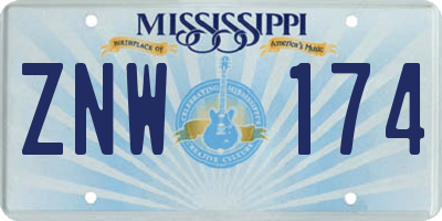 MS license plate ZNW174