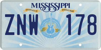 MS license plate ZNW178