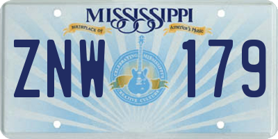 MS license plate ZNW179